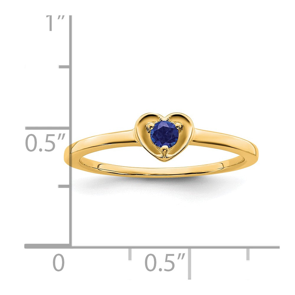 14K Created Sapphire Heart Ring