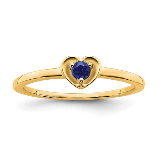 14K Created Sapphire Heart Ring