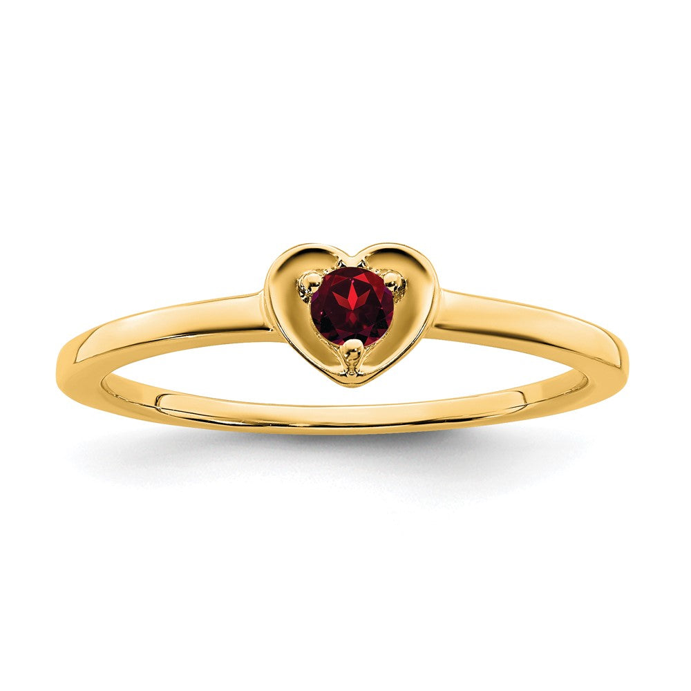 14K Garnet Heart Ring