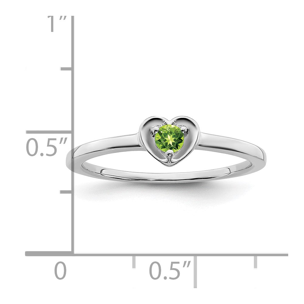 14K White Gold Peridot Heart Ring