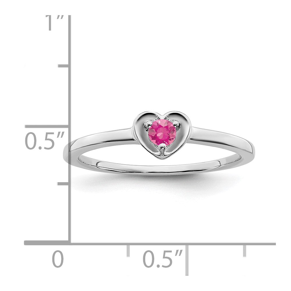14K White Gold Pink Tourmaline Heart Ring