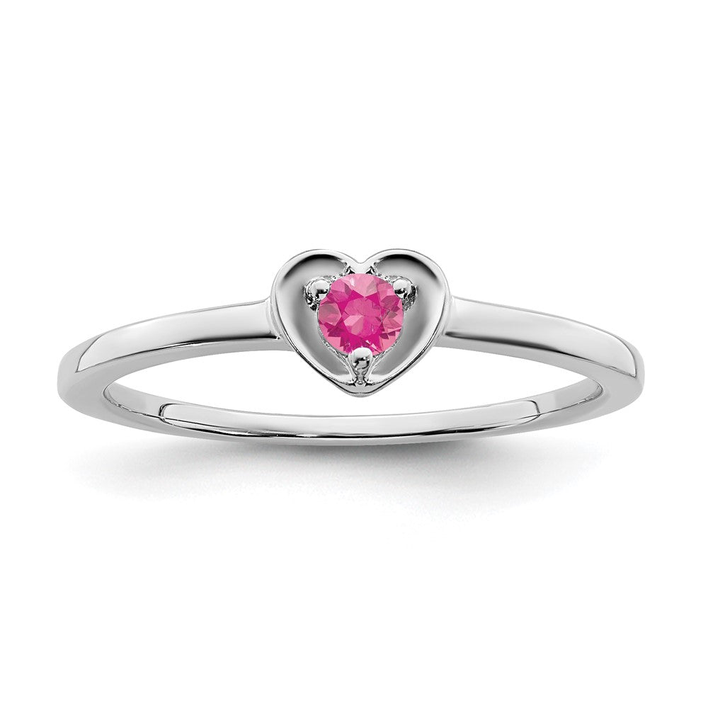 14K White Gold Pink Tourmaline Heart Ring