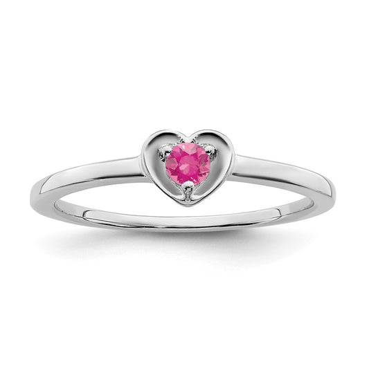 14K White Gold Pink Tourmaline Heart Ring