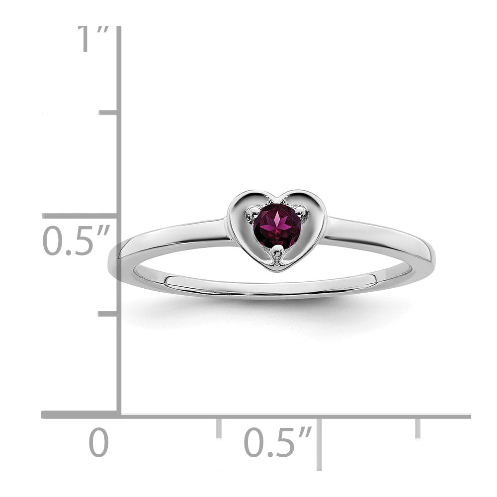 14K White Gold Rhodolite Garnet Heart Ring