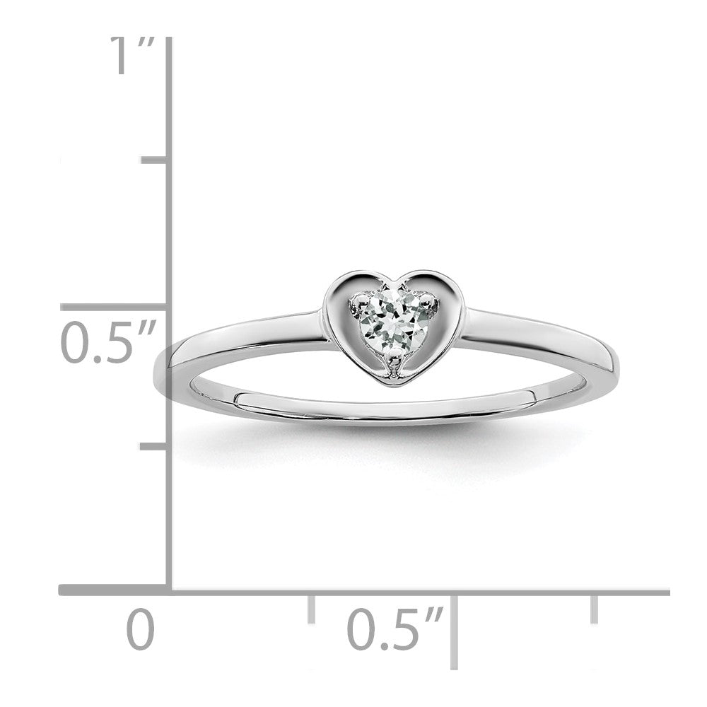 14K White Gold White Topaz Heart Ring