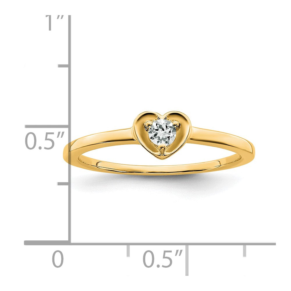 14K White Topaz Heart Ring