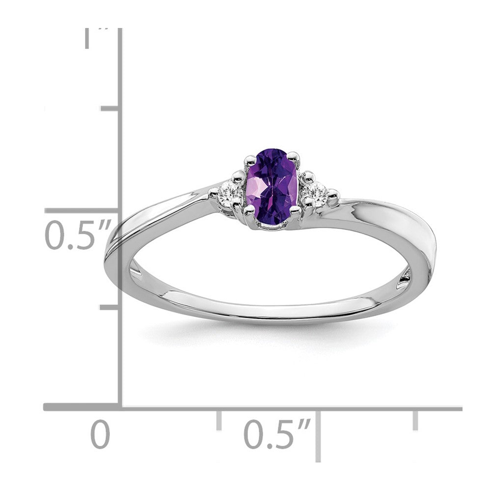 14k White Gold Amethyst and Diamond Ring