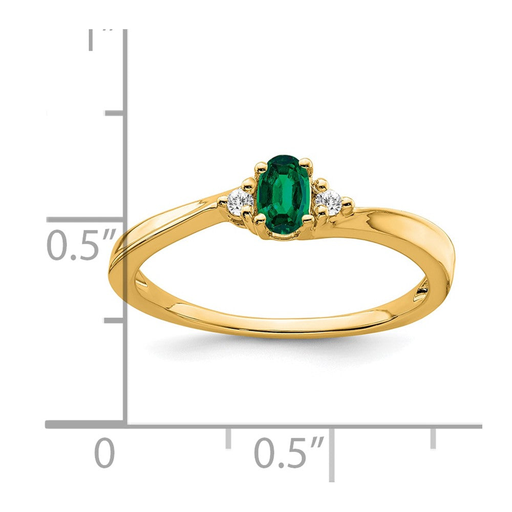 14K Created Emerald and Diamond Ring