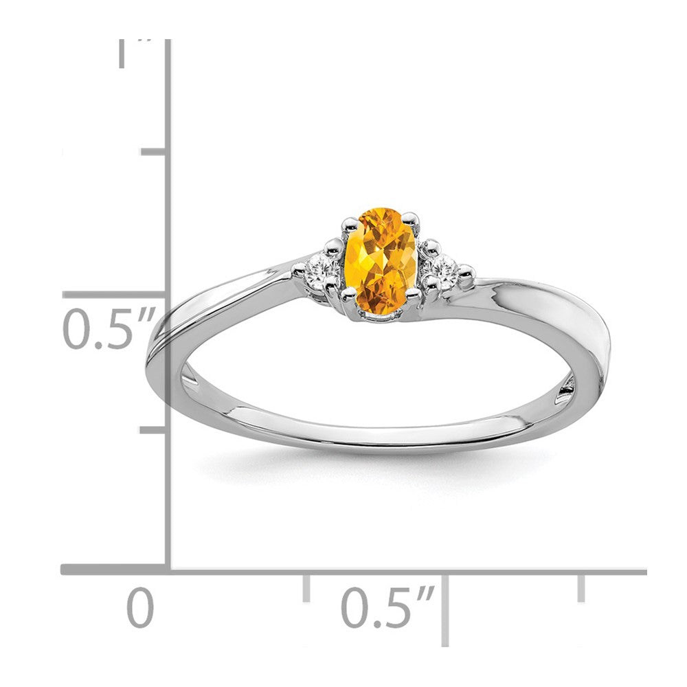 14k White Gold Citrine and Diamond Ring
