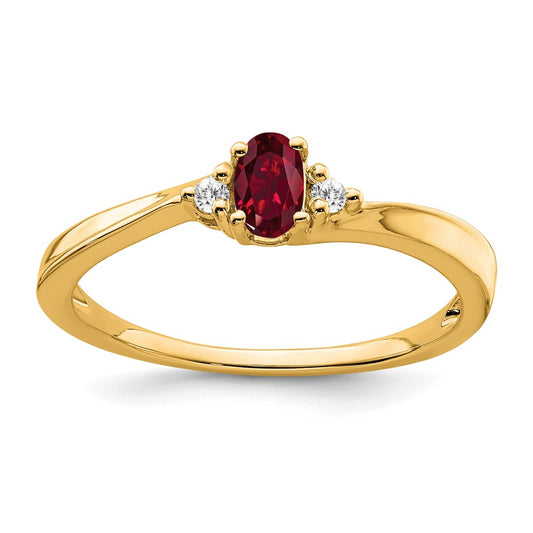 14K Created Ruby and Diamond Ring