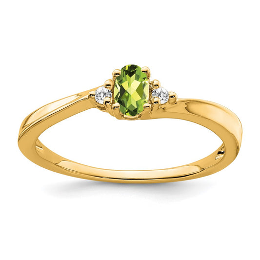 14K Peridot and Diamond Ring