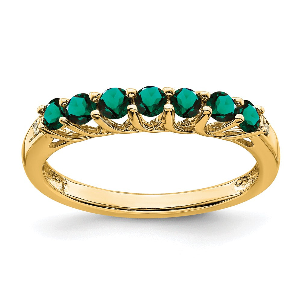 14k Created Alexandrite and Diamond 7-stone Ring