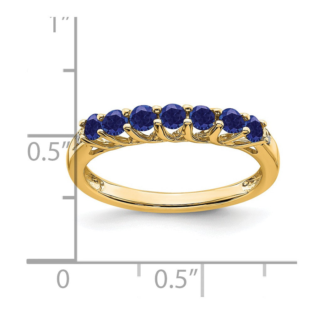 14k Created Sapphire and Diamond 7-stone Ring