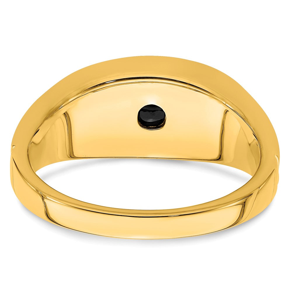 14k Onyx and Diamond Mens Ring