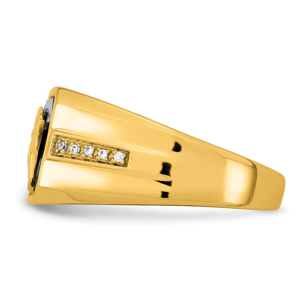 14k Onyx and Diamond Eagle Mens Ring