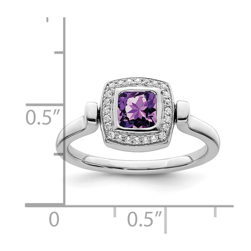 14k White Gold Polished Amethyst and Diamond Flip Ring