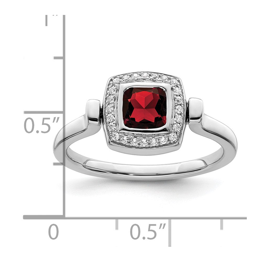 14k White Gold Polished Garnet and Diamond Flip Ring