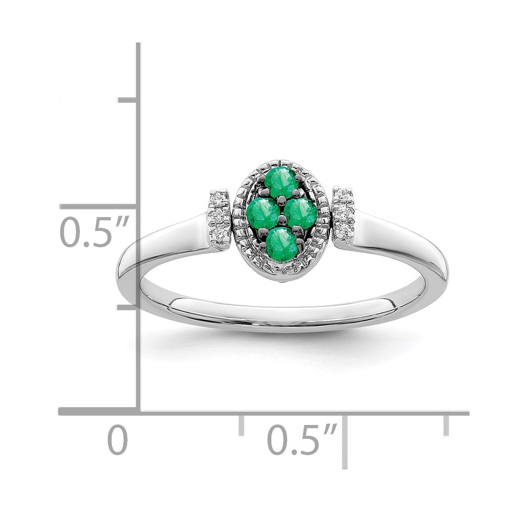 14k White Gold Polished Emerald and Diamond Flip Ring