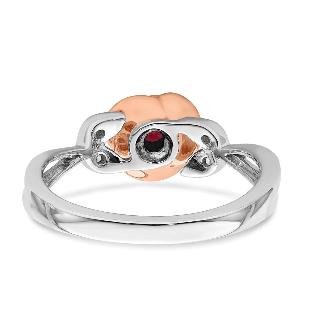 14K Two-tone White & Rose Ruby and Diamond Flower Ring