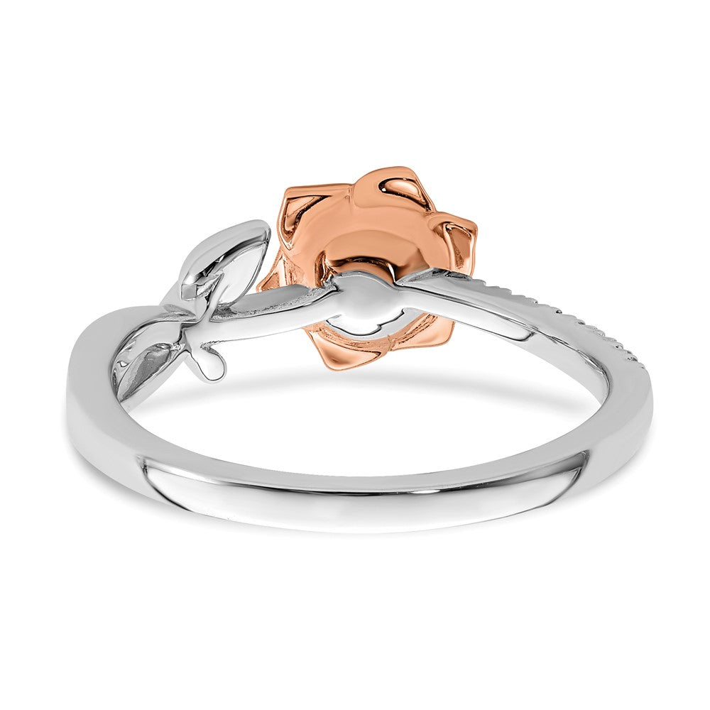 14K Two-tone White & Rose Ruby and Diamond Flower Ring