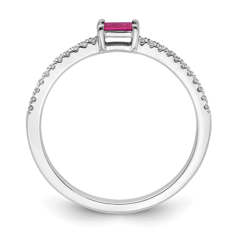 14k White Gold Polished Ruby and Diamond Ring