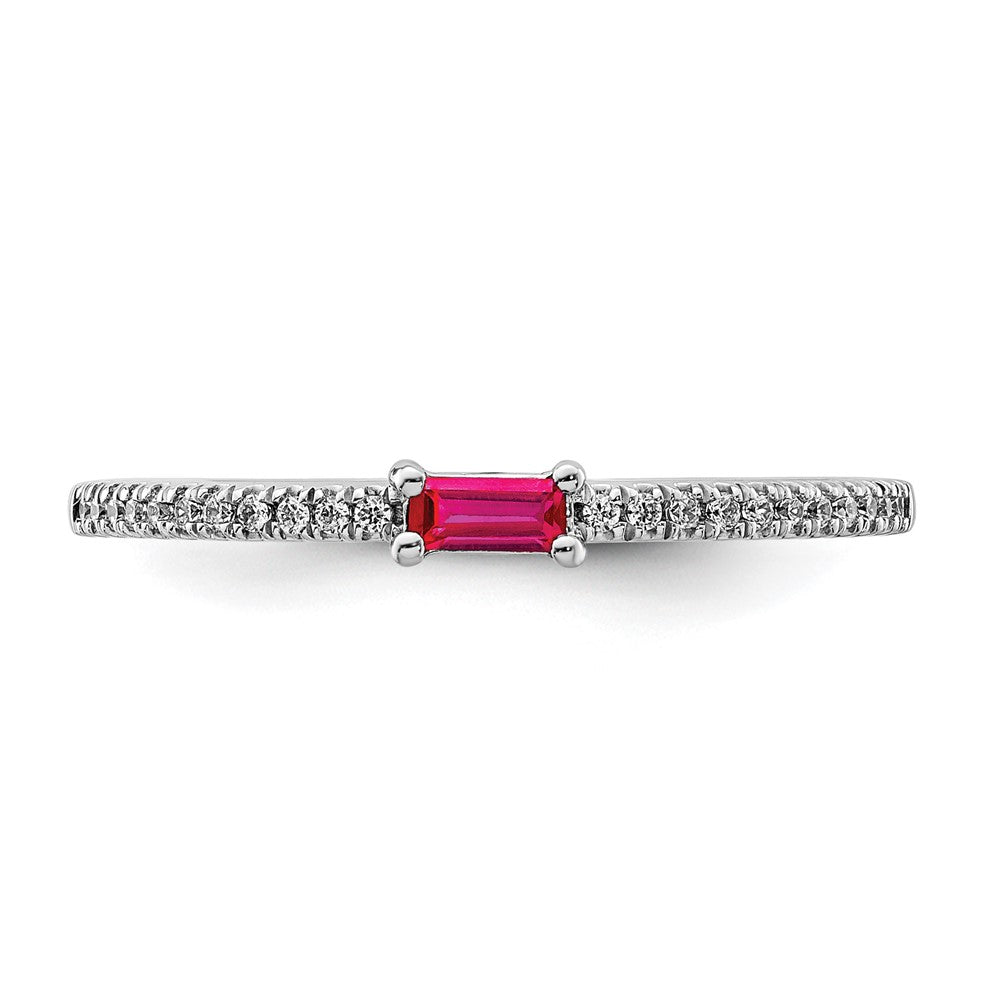 14k White Gold Polished Ruby and Diamond Ring