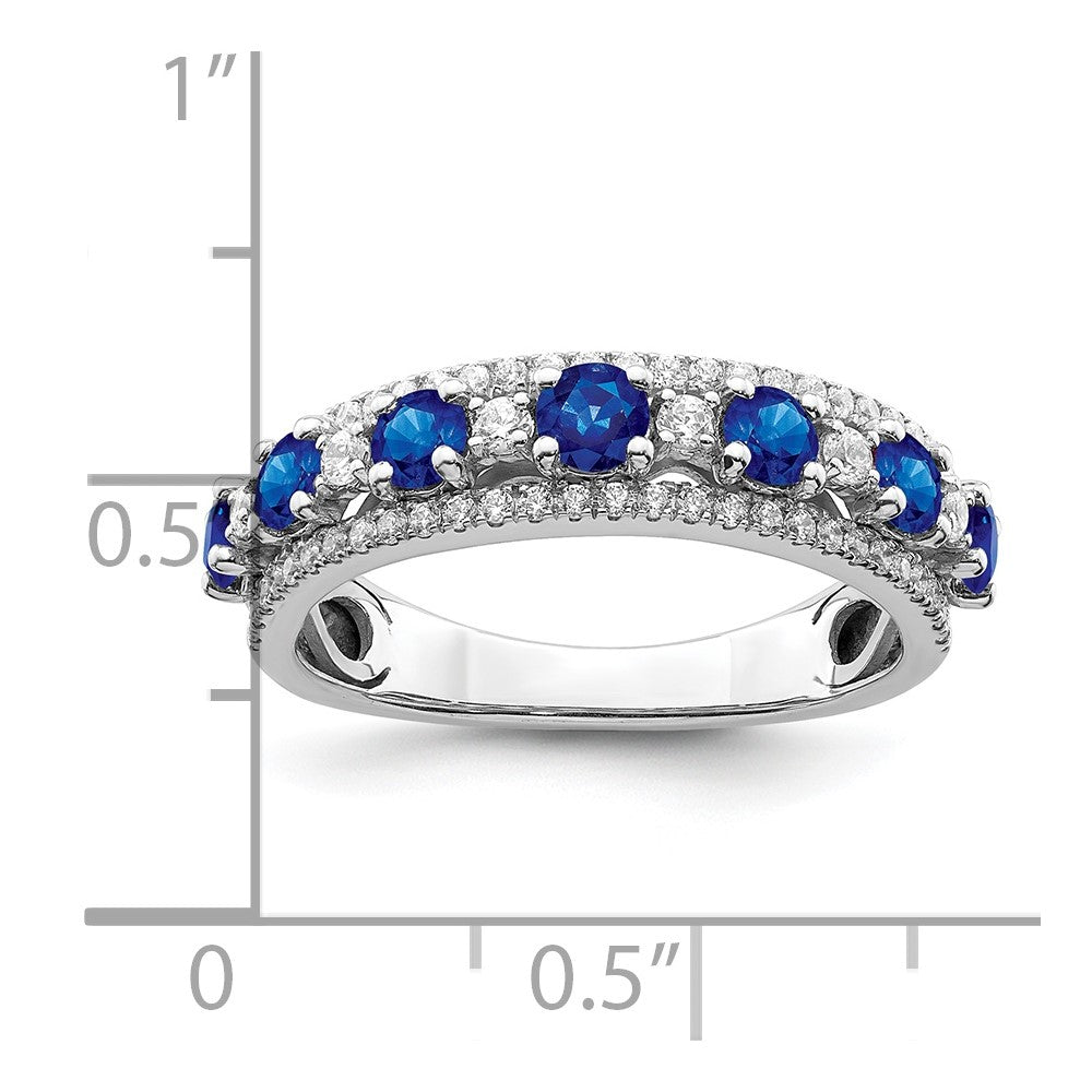 14k White Gold Polished Sapphire and Diamond Ring