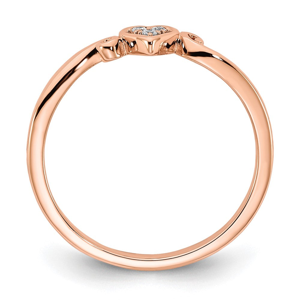 14k Rose Gold Rose Gold Polished Heart Diamond Ring