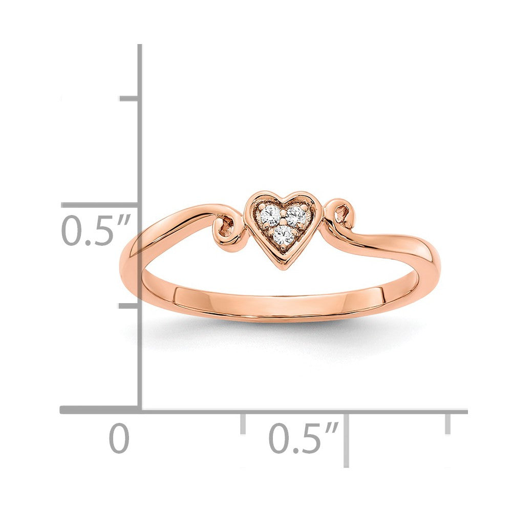 14k Rose Gold Rose Gold Polished Heart Diamond Ring