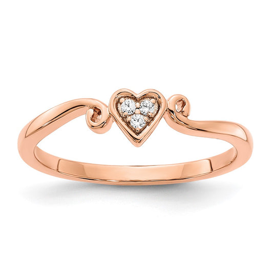 14k Rose Gold Rose Gold Polished Heart Diamond Ring