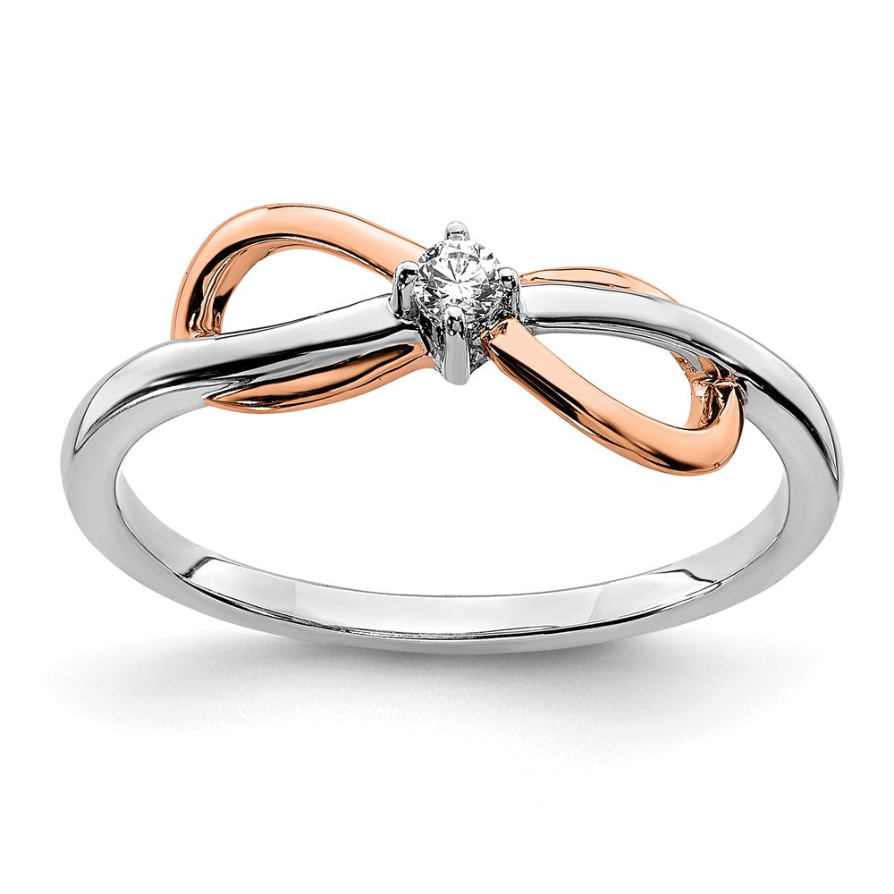 14k Yellow Gold Two-tone White & Rose Polished Infinity Diamond Ring