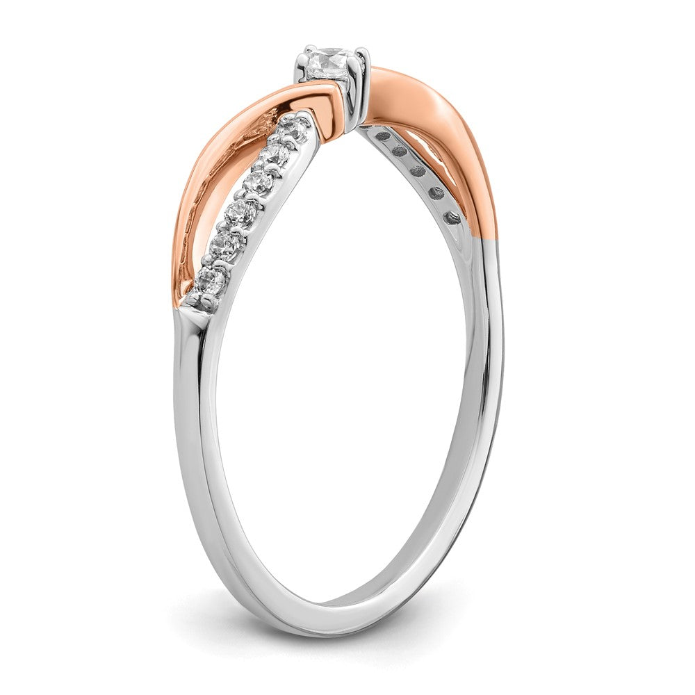 14k Two-tone White & Rose Polished Fancy Diamond Ring