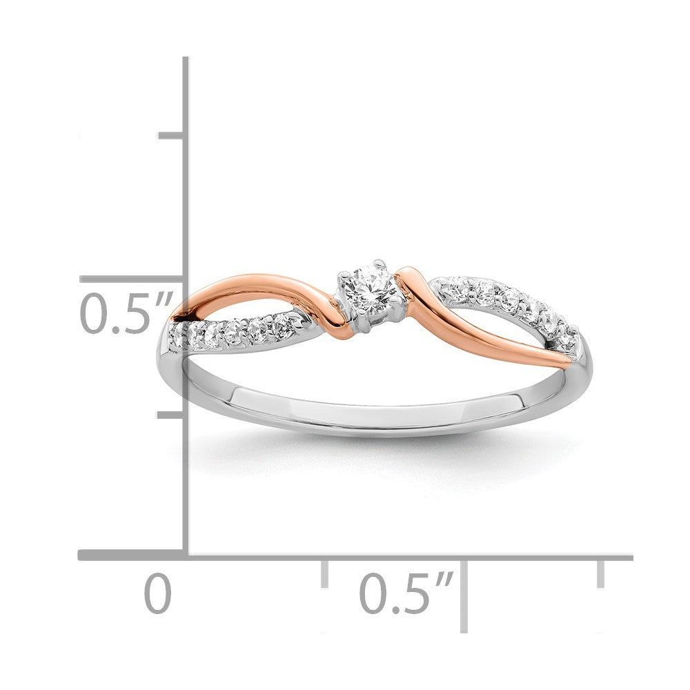 14k Two-tone White & Rose Polished Fancy Diamond Ring