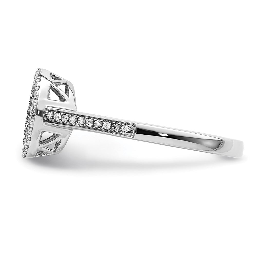 14k White Gold Polished Pave Circle Diamond Ring