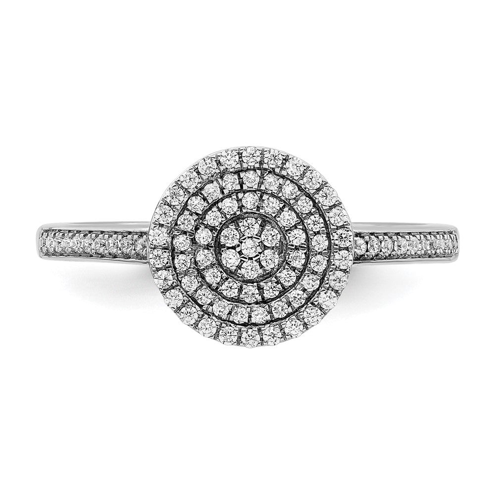 14k White Gold Polished Pave Circle Diamond Ring