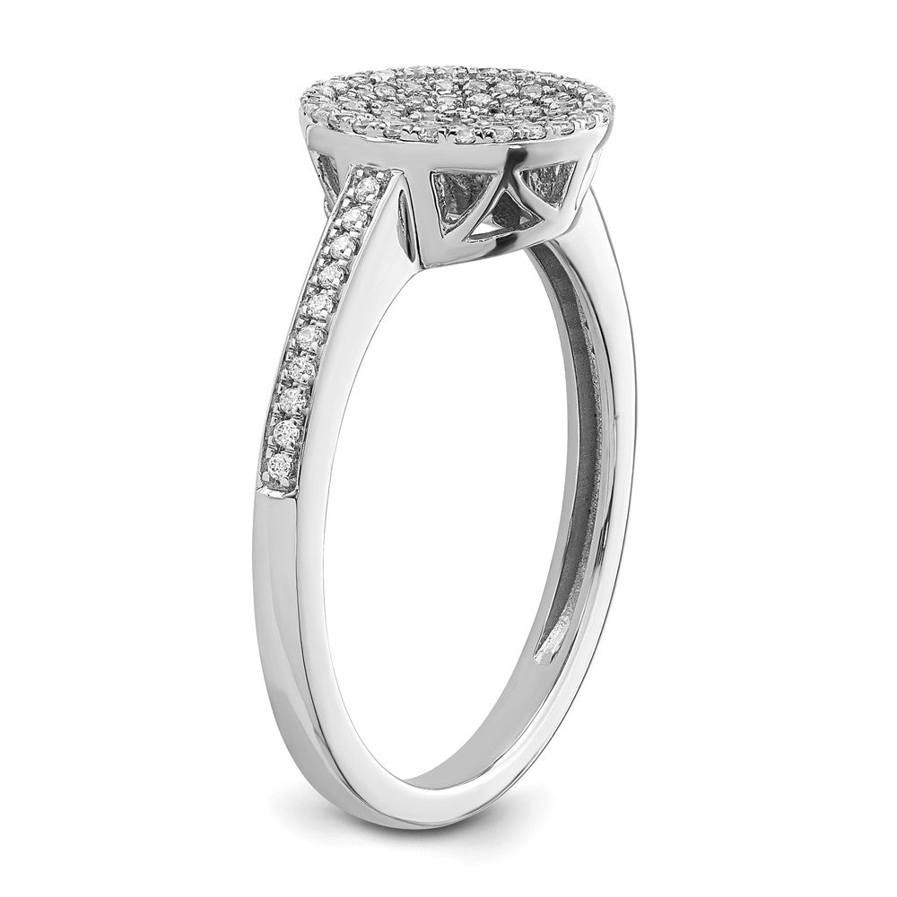 14k White Gold Polished Pave Circle Diamond Ring