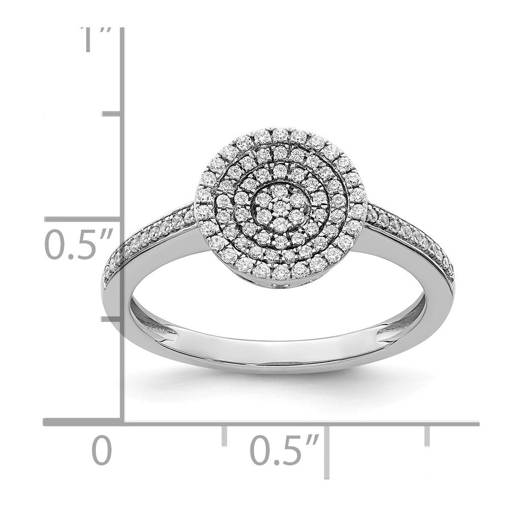 14k White Gold Polished Pave Circle Diamond Ring