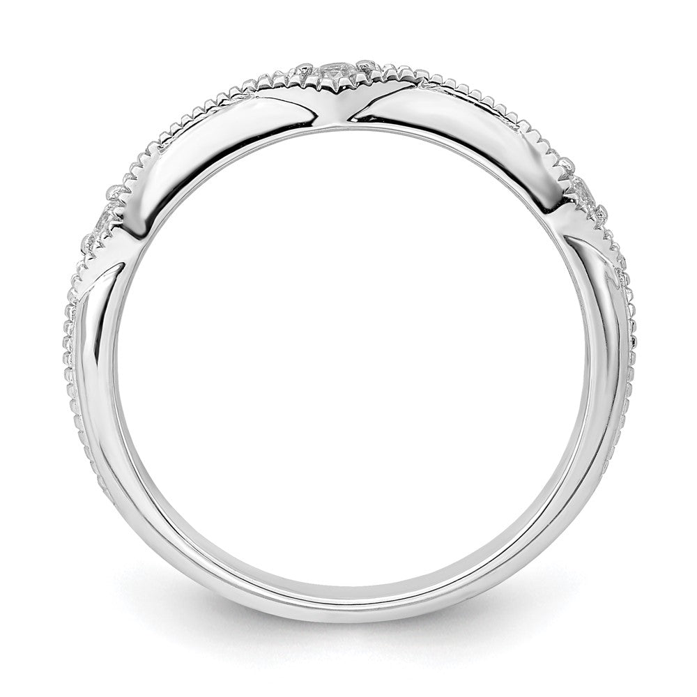 14k White Gold Polished Knife Edge Diamond Ring