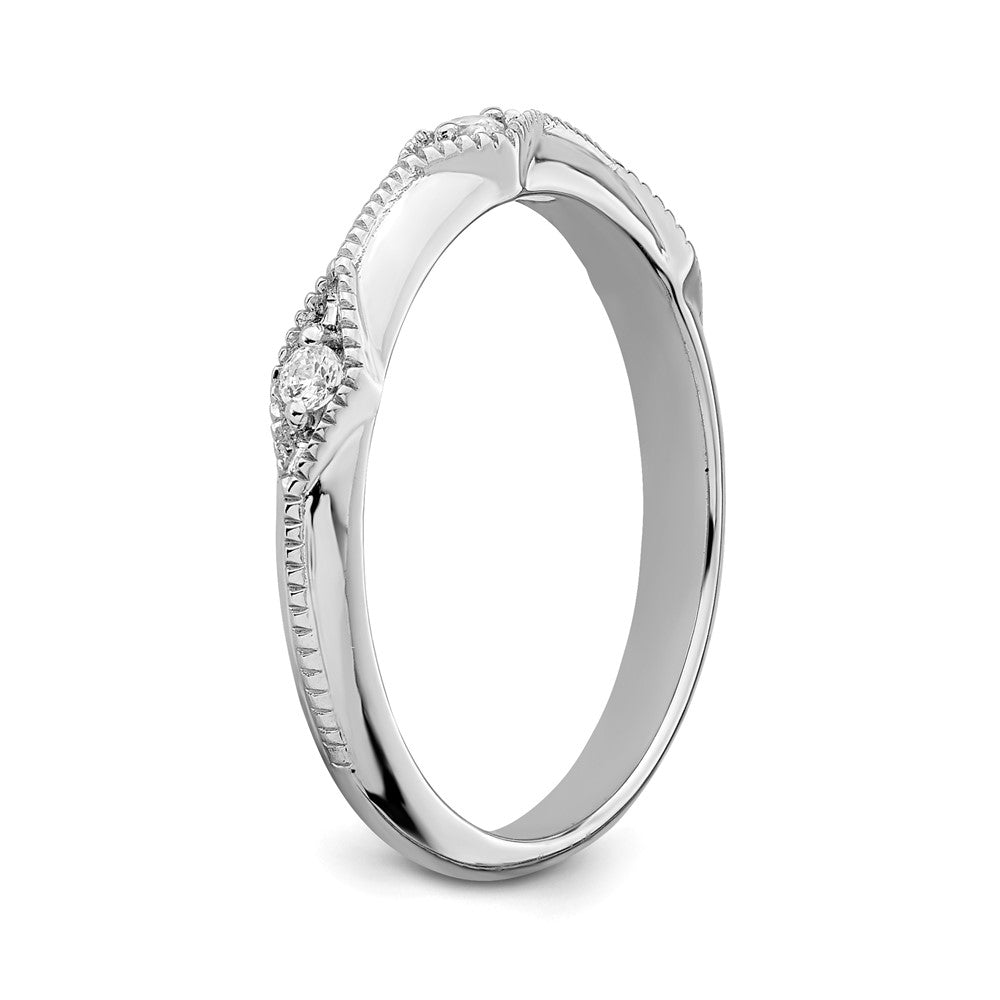 14k White Gold Polished Knife Edge Diamond Ring