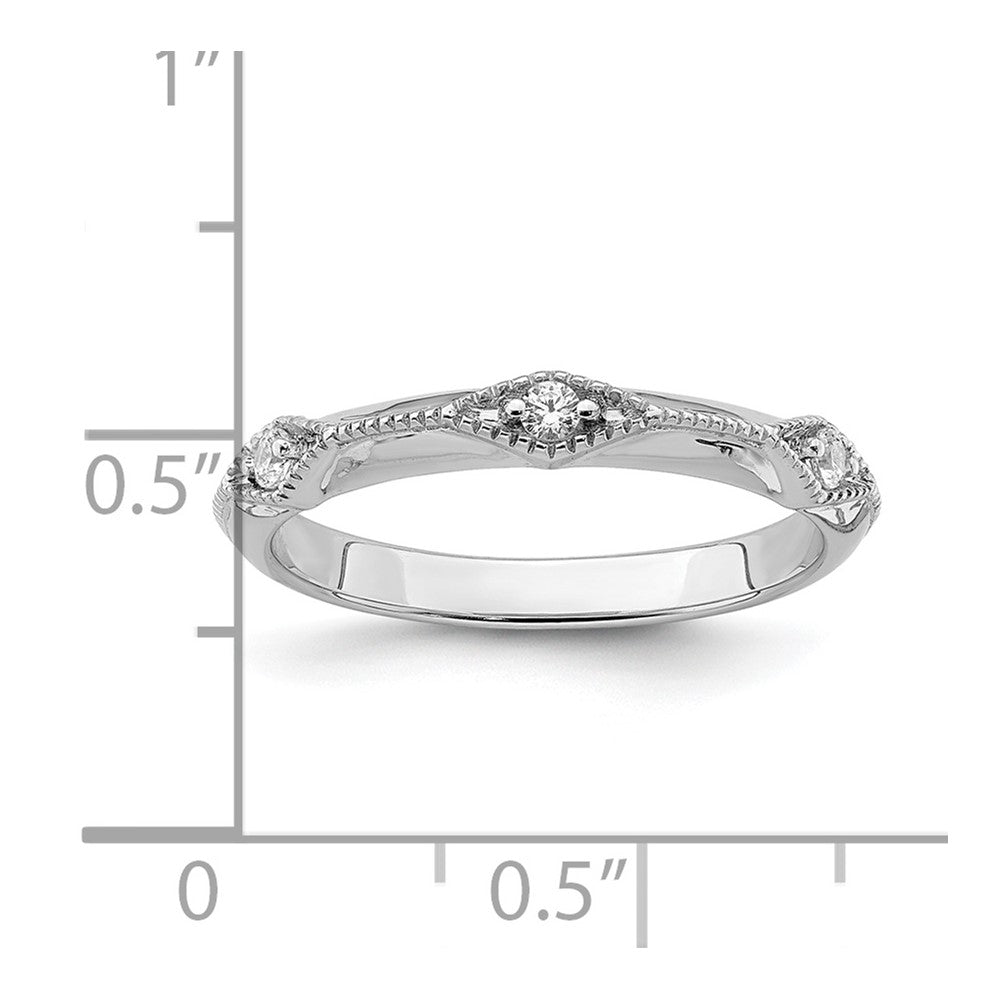 14k White Gold Polished Knife Edge Diamond Ring