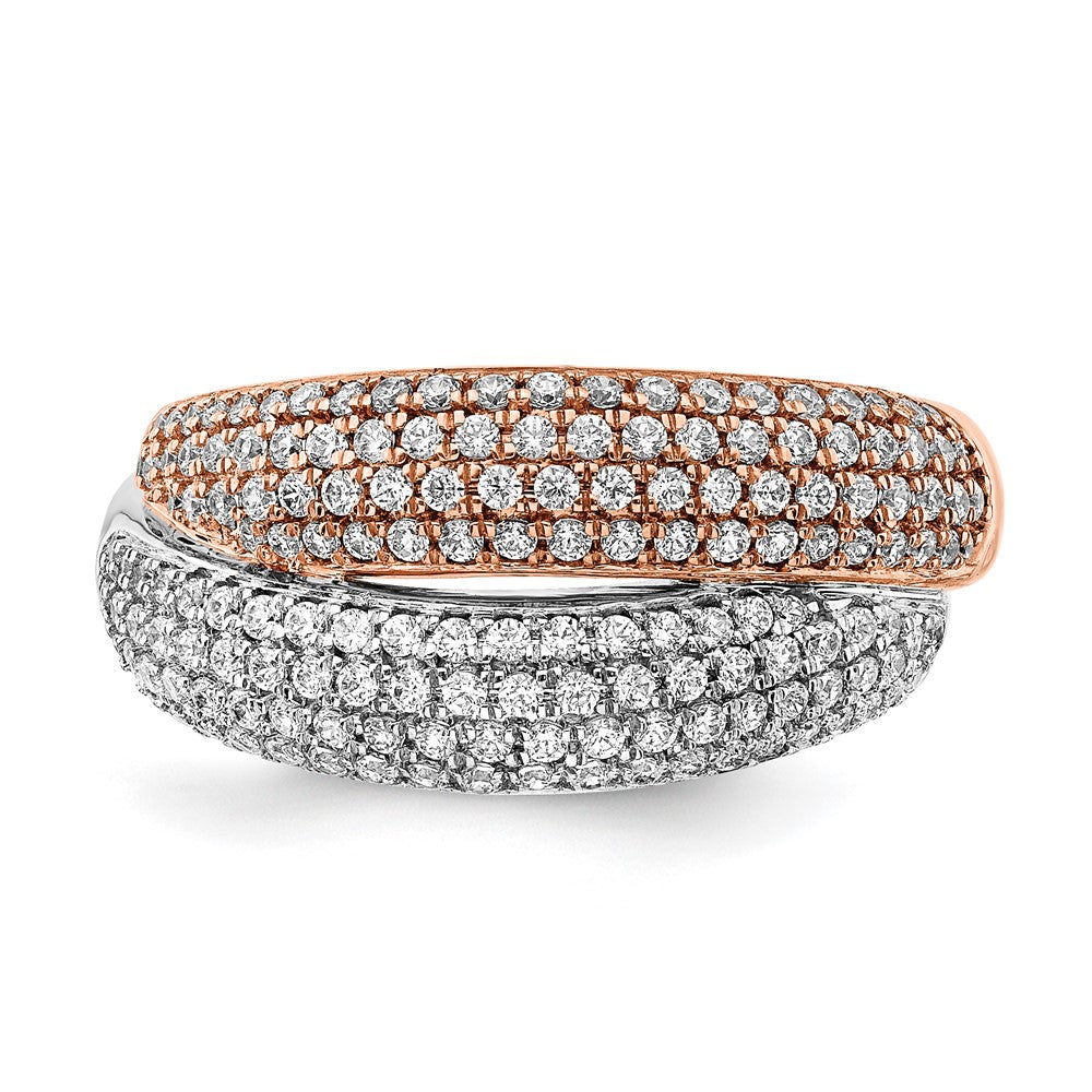 14k Two-tone Polished Pave Diamond Ring
