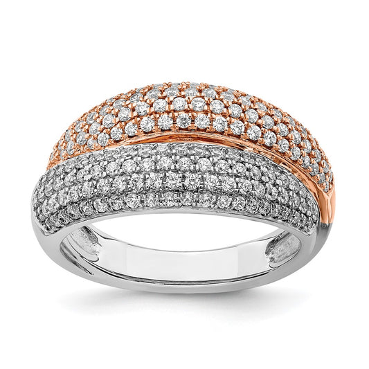 14k Two-tone Polished Pave Diamond Ring