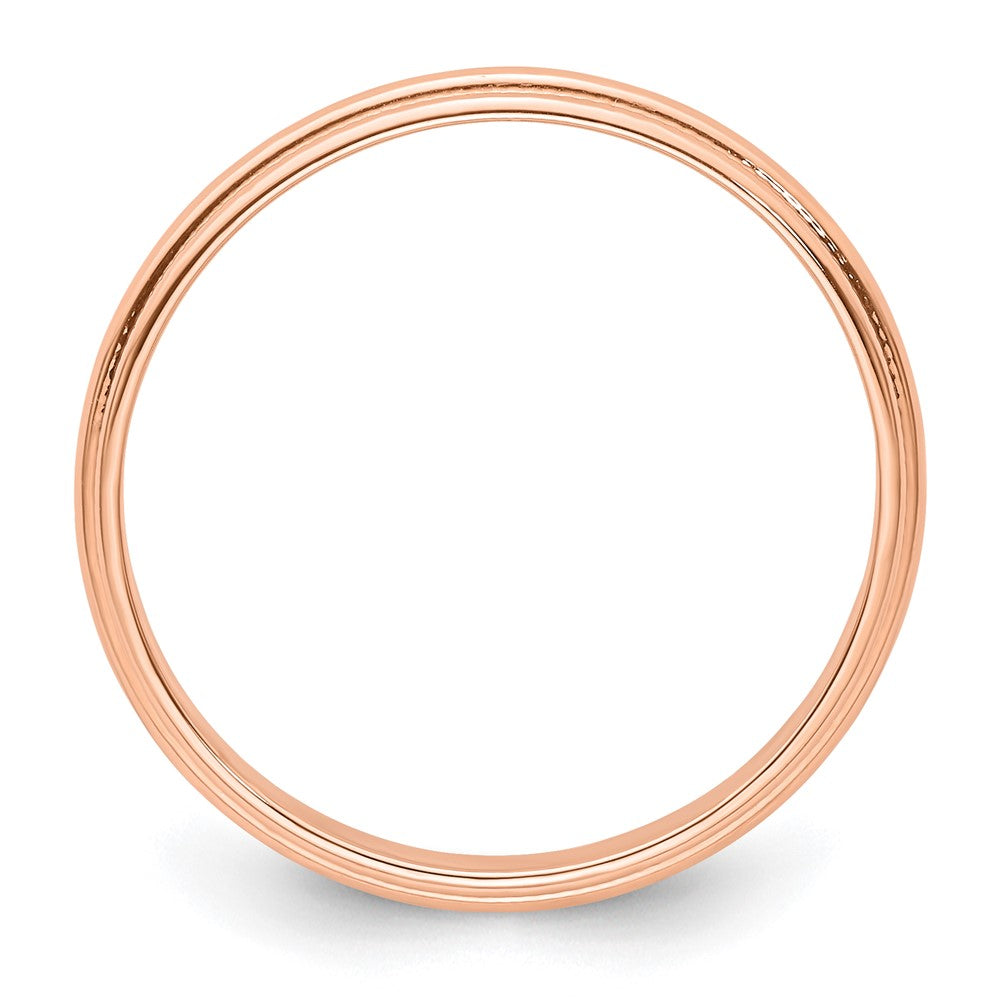 14k Rose Gold 3mm Lightweight Milgrain Half Round Wedding Band Size 10