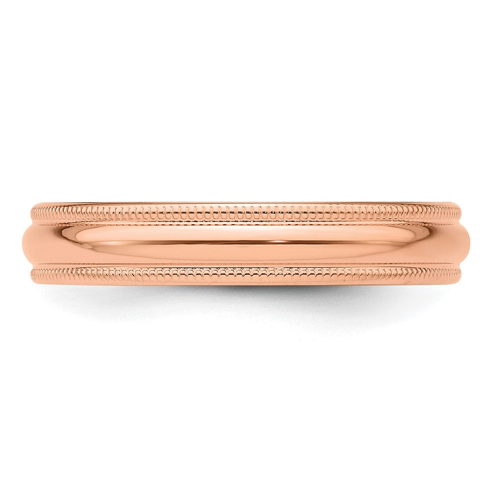 14k Rose Gold 4mm Lightweight Milgrain Half Round Wedding Band Size 11