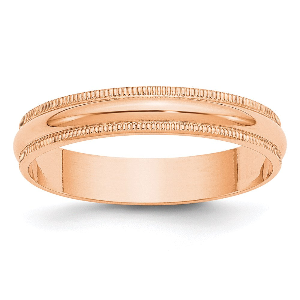 14k Rose Gold 4mm Lightweight Milgrain Half Round Wedding Band Size 5
