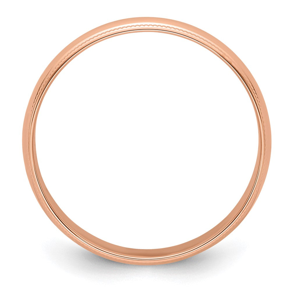 14k Rose Gold 5mm Lightweight Milgrain Half Round Wedding Band Size 9.5