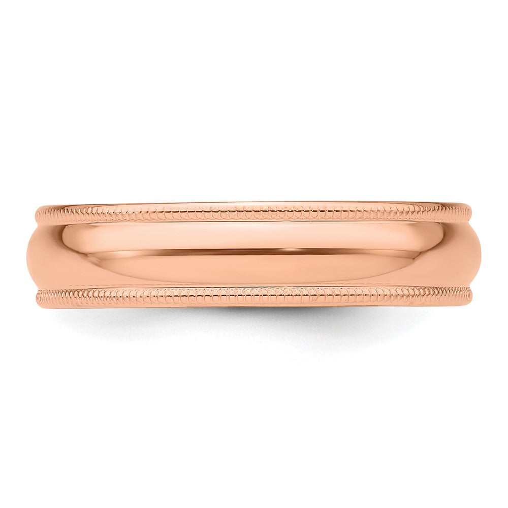 14k Rose Gold 5mm Lightweight Milgrain Half Round Wedding Band Size 7.5