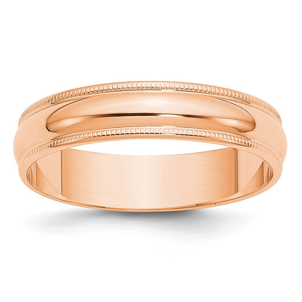 14k Rose Gold 5mm Lightweight Milgrain Half Round Wedding Band Size 10