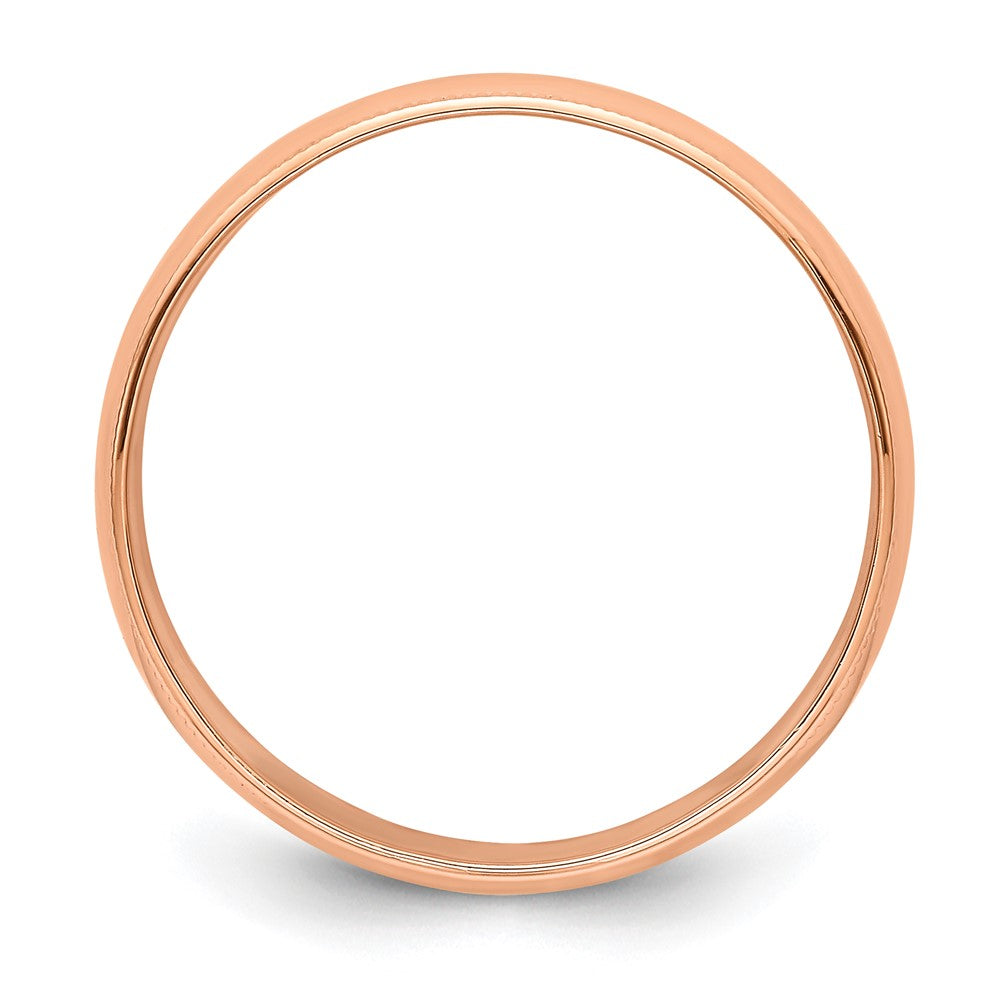 14k Rose Gold 6mm Lightweight Milgrain Half Round Wedding Band Size 14