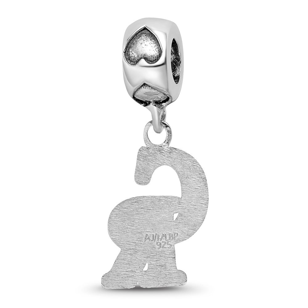 Sterling Silver Rh-Plated Colorado Rockies CR on Heart Bead